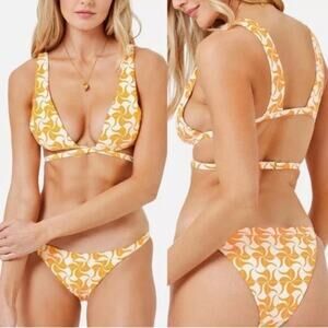 NWT l*space Bikini SET sz M Orange Tangerine Swirl Avery Top Camdyn Bitsy Bottom
